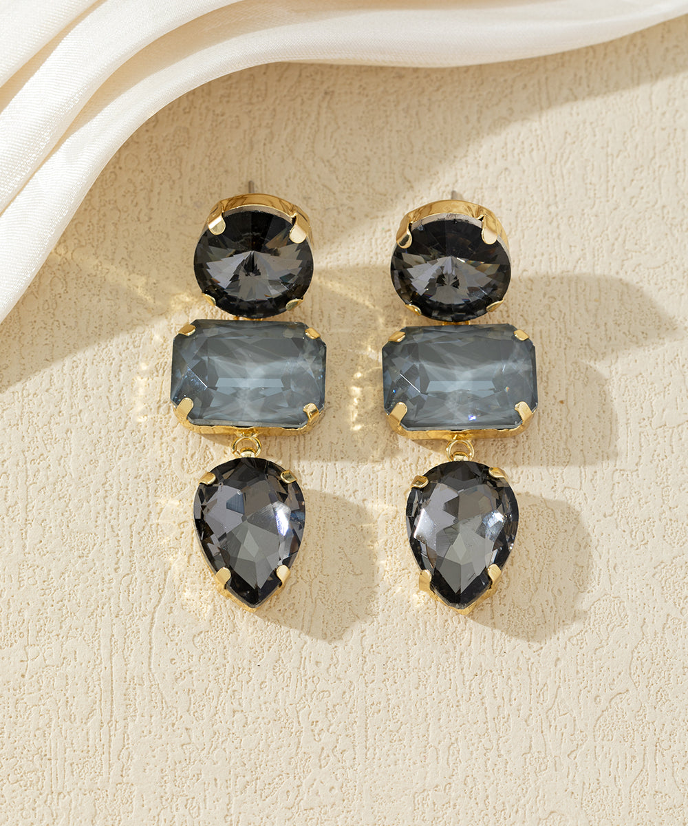 Boucles d’oreilles pendantes en verre facetté – 27AHBOL027