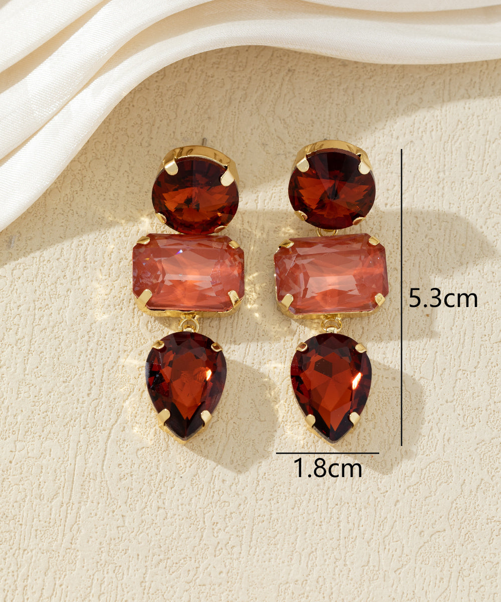 Boucles d’oreilles pendantes en verre facetté – 27AHBOL027