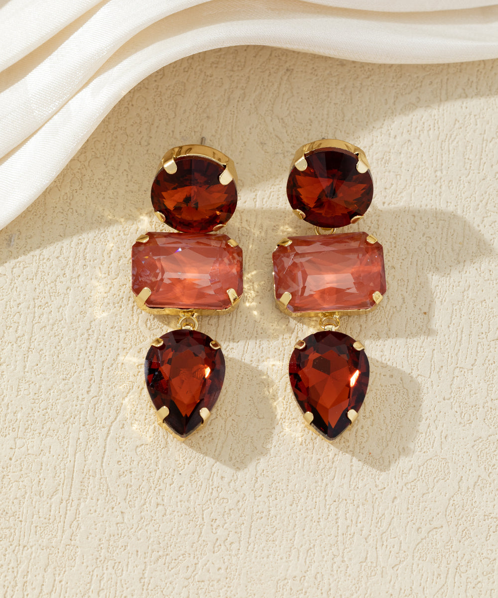 Boucles d’oreilles pendantes en verre facetté – 27AHBOL027