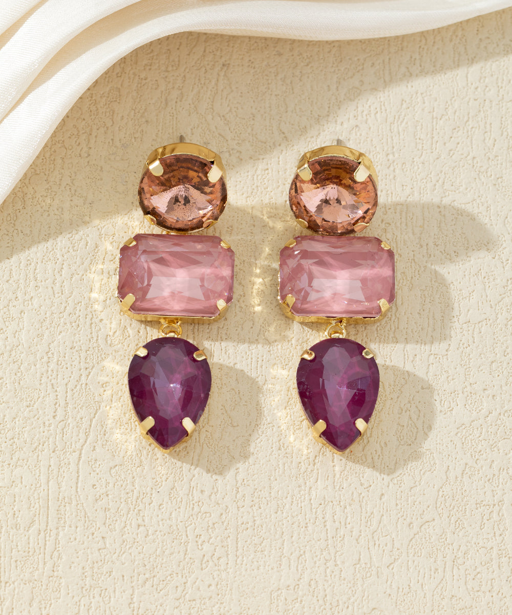 Boucles d’oreilles pendantes en verre facetté – 27AHBOL027