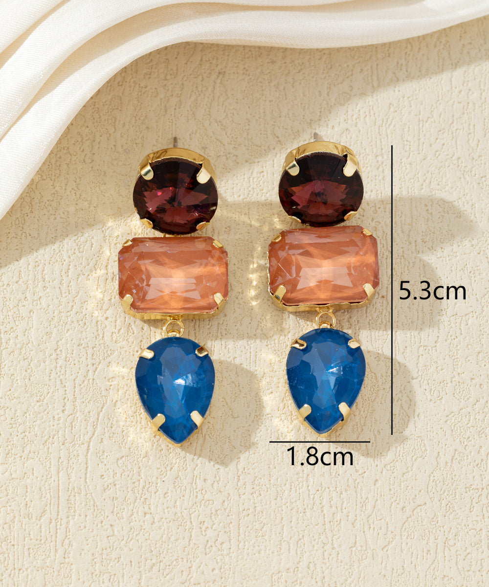 Boucles d’oreilles pendantes en verre facetté – 27AHBOL027