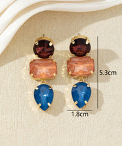 Boucles d’oreilles pendantes en verre facetté – 27AHBOL027