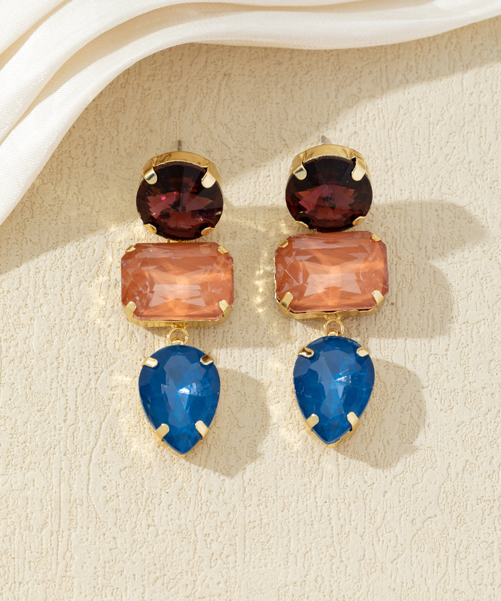Boucles d’oreilles pendantes en verre facetté – 27AHBOL027