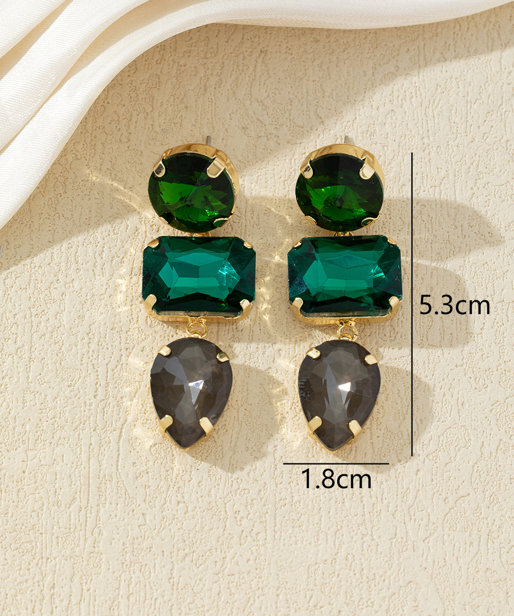 Boucles d’oreilles pendantes en verre facetté – 27AHBOL027