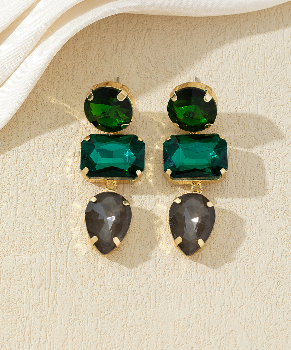 Boucles d’oreilles pendantes en verre facetté – 27AHBOL027