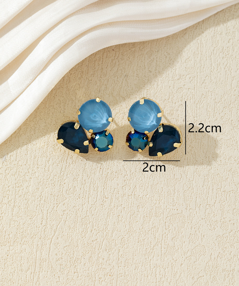 Boucles d’oreilles puces en verre facetté – 27AHBOL028