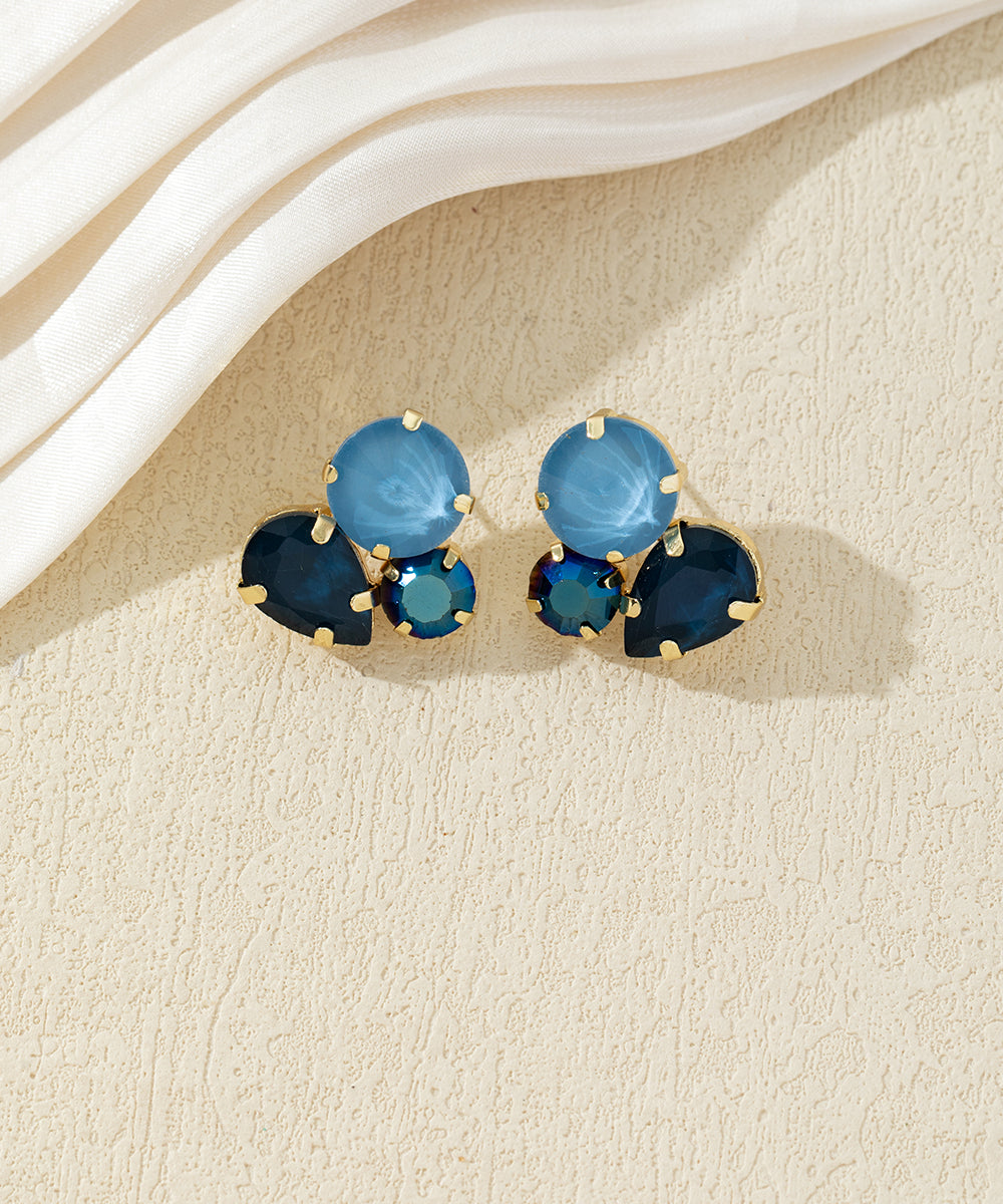 Boucles d’oreilles puces en verre facetté – 27AHBOL028