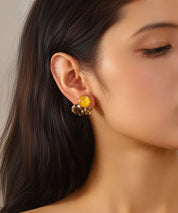 Boucles d’oreilles puces en verre facetté – 27AHBOL028