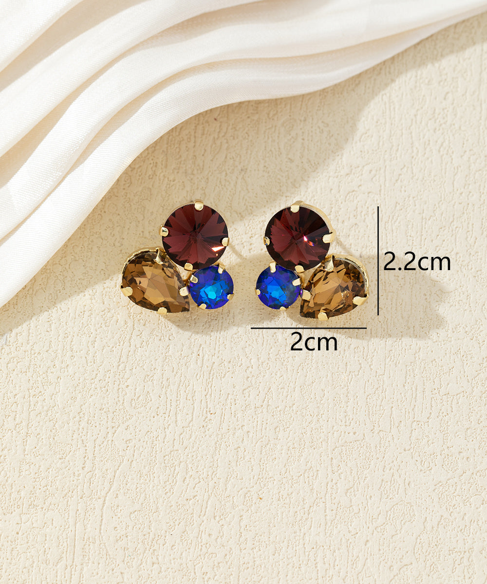Boucles d’oreilles puces en verre facetté – 27AHBOL028