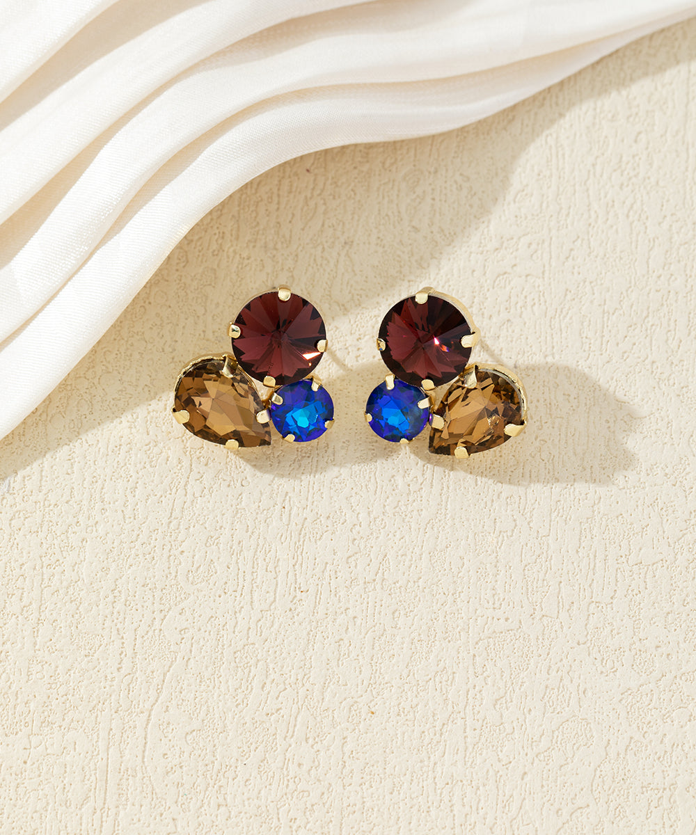 Boucles d’oreilles puces en verre facetté – 27AHBOL028