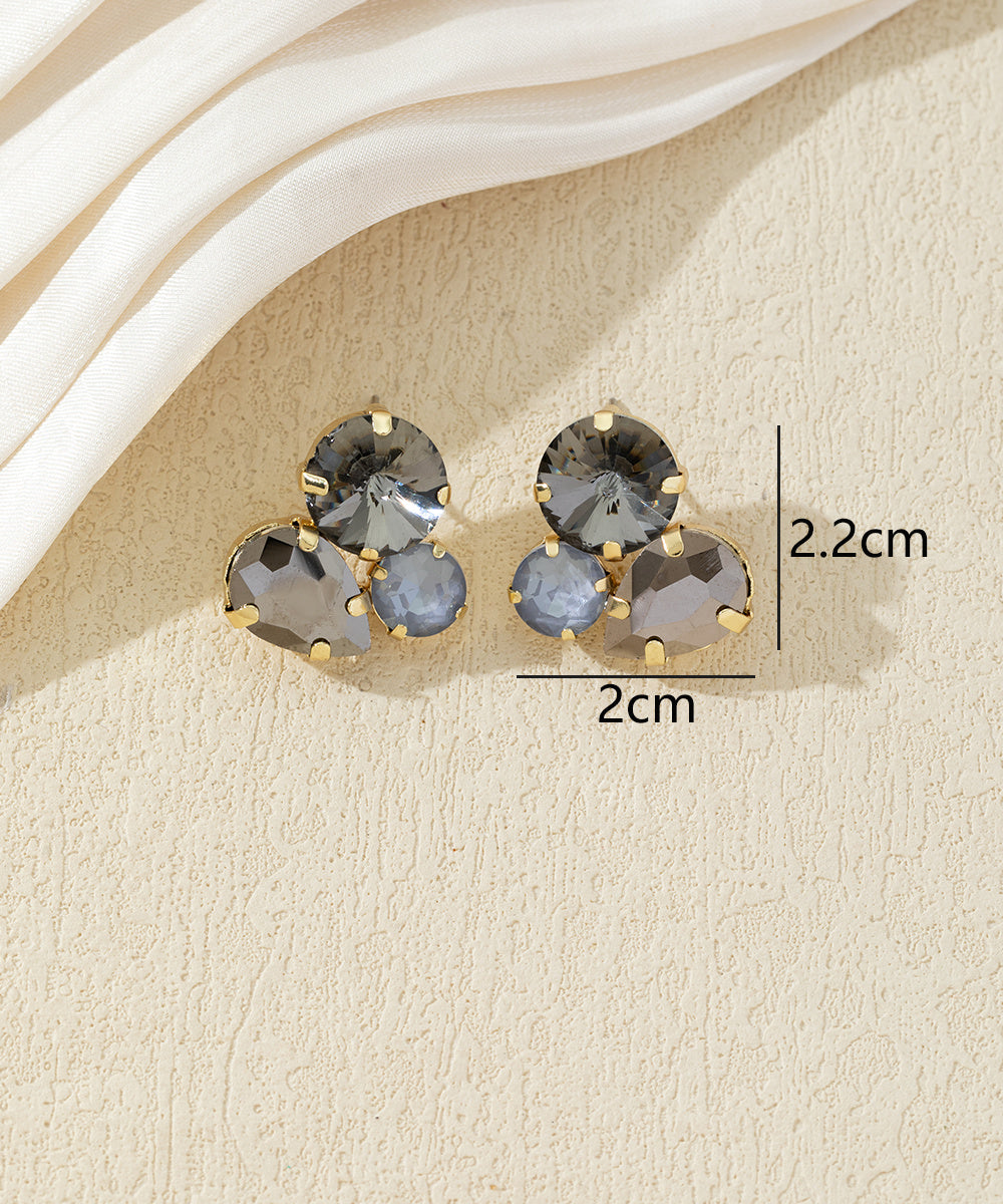 Boucles d’oreilles puces en verre facetté – 27AHBOL028