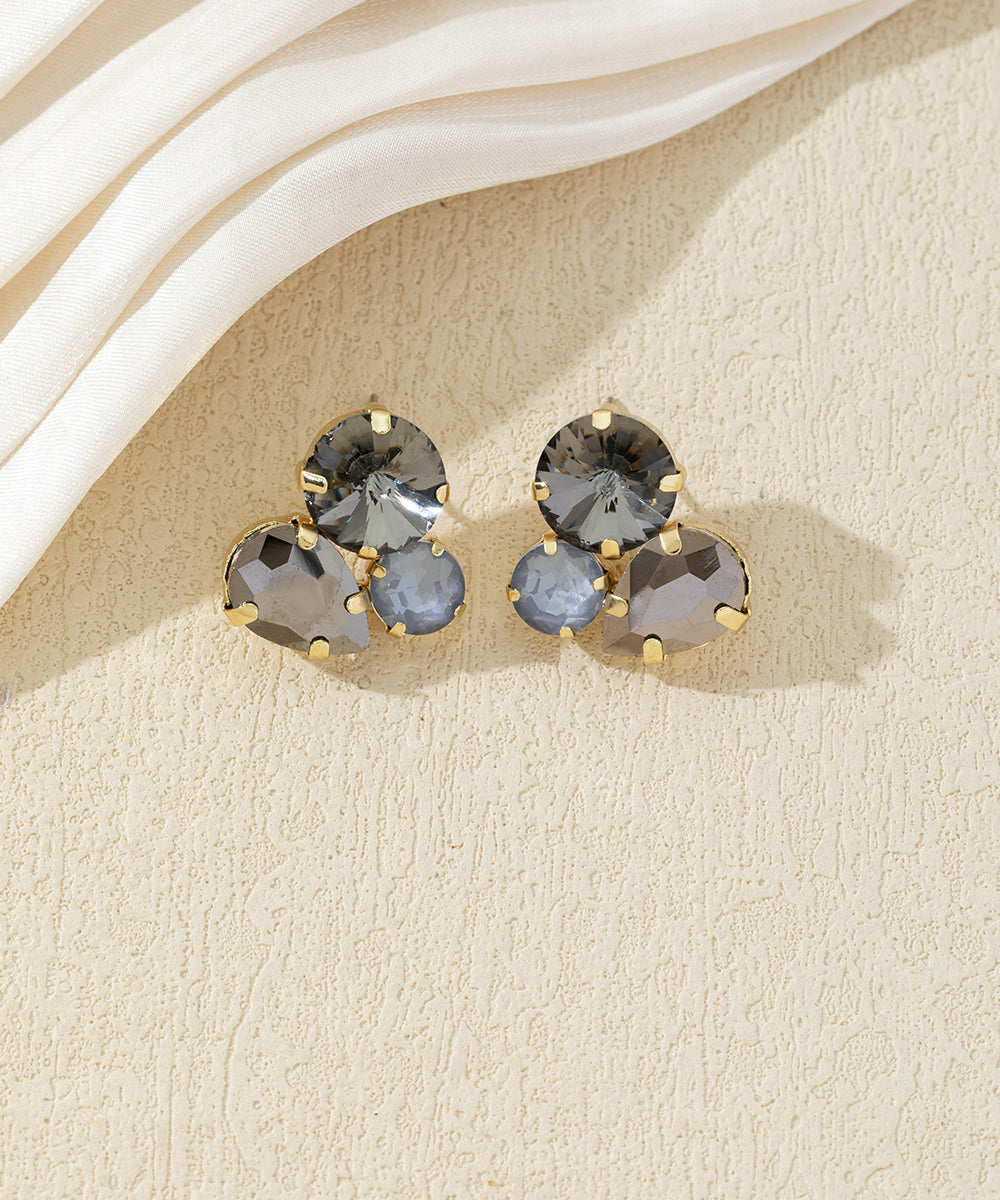 Boucles d’oreilles puces en verre facetté – 27AHBOL028