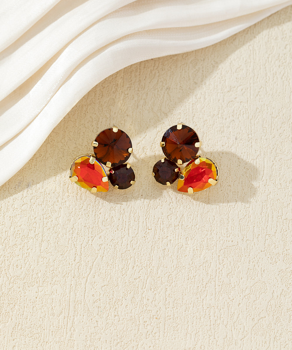 Boucles d’oreilles puces en verre facetté – 27AHBOL028