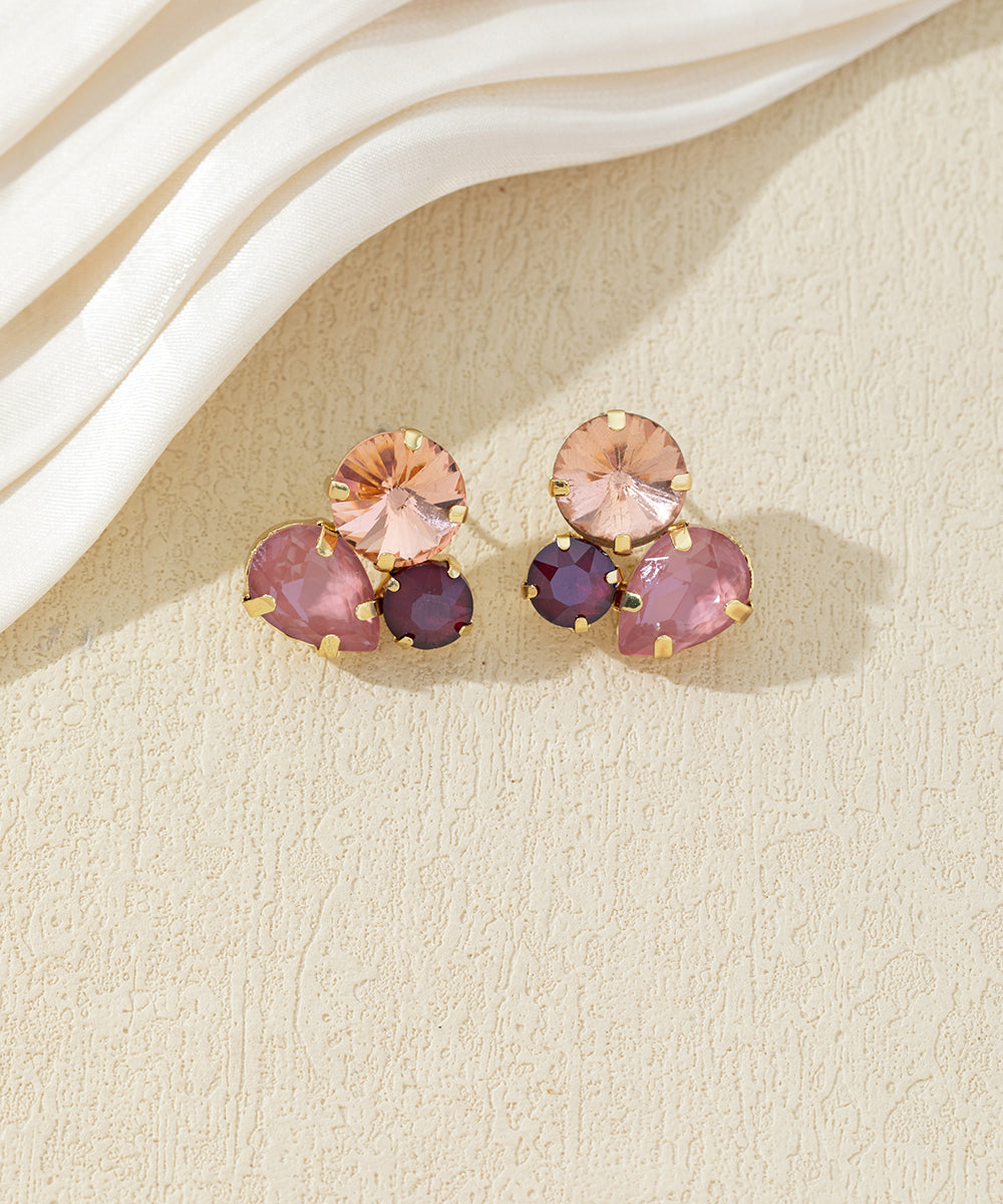 Boucles d’oreilles puces en verre facetté – 27AHBOL028