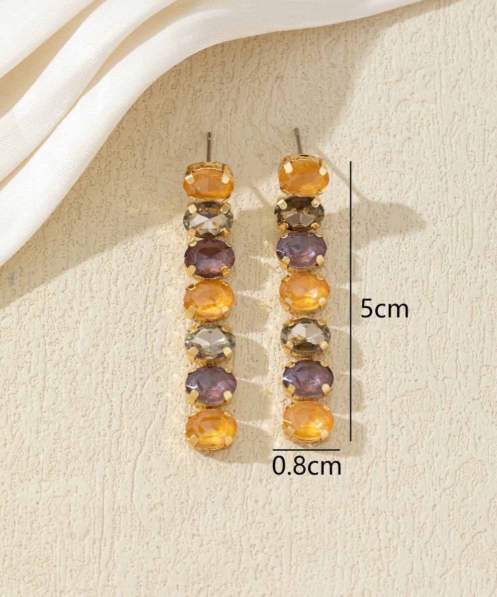 Boucles d’oreilles pendantes en verre facetté – 27AHBOL029