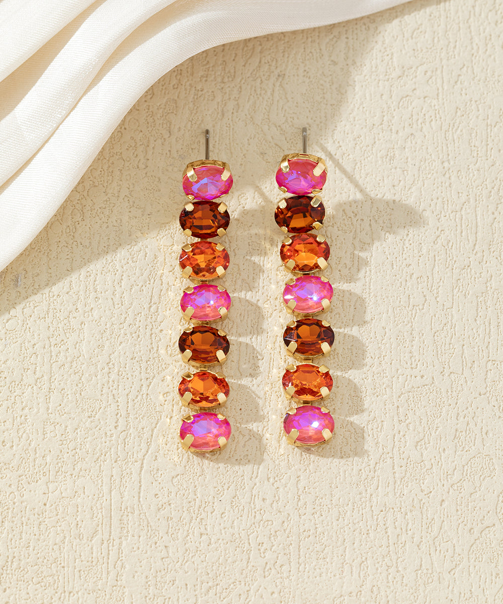 Boucles d’oreilles pendantes en verre facetté – 27AHBOL029