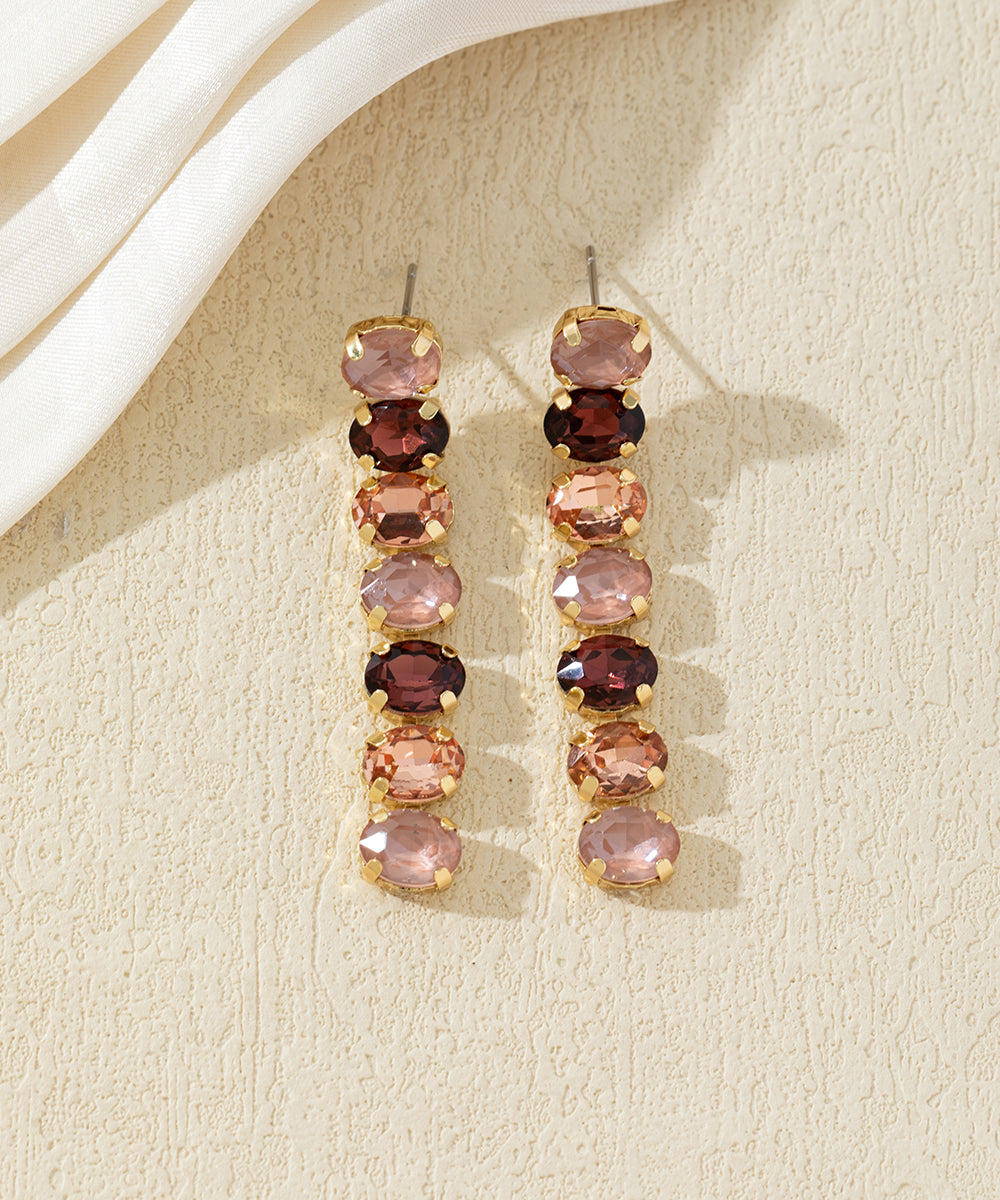Boucles d’oreilles pendantes en verre facetté – 27AHBOL029