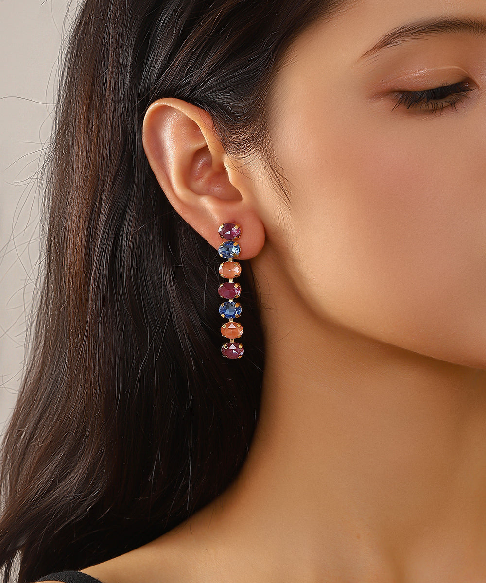 Boucles d’oreilles pendantes en verre facetté – 27AHBOL029