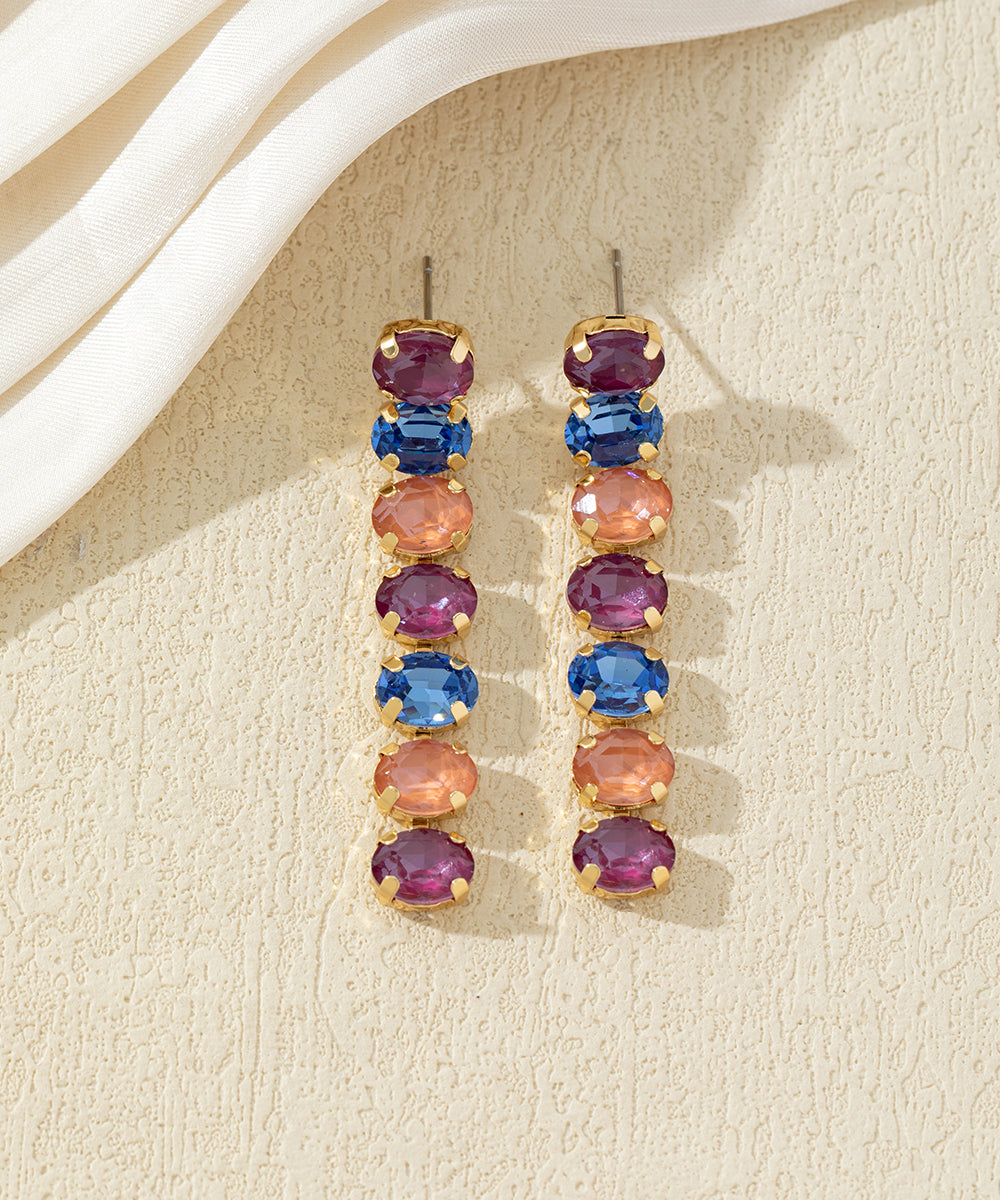 Boucles d’oreilles pendantes en verre facetté – 27AHBOL029