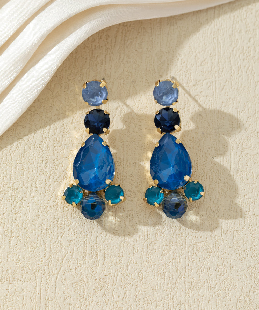 Boucles d’oreilles pendantes en verre facetté – 27AHBOL030