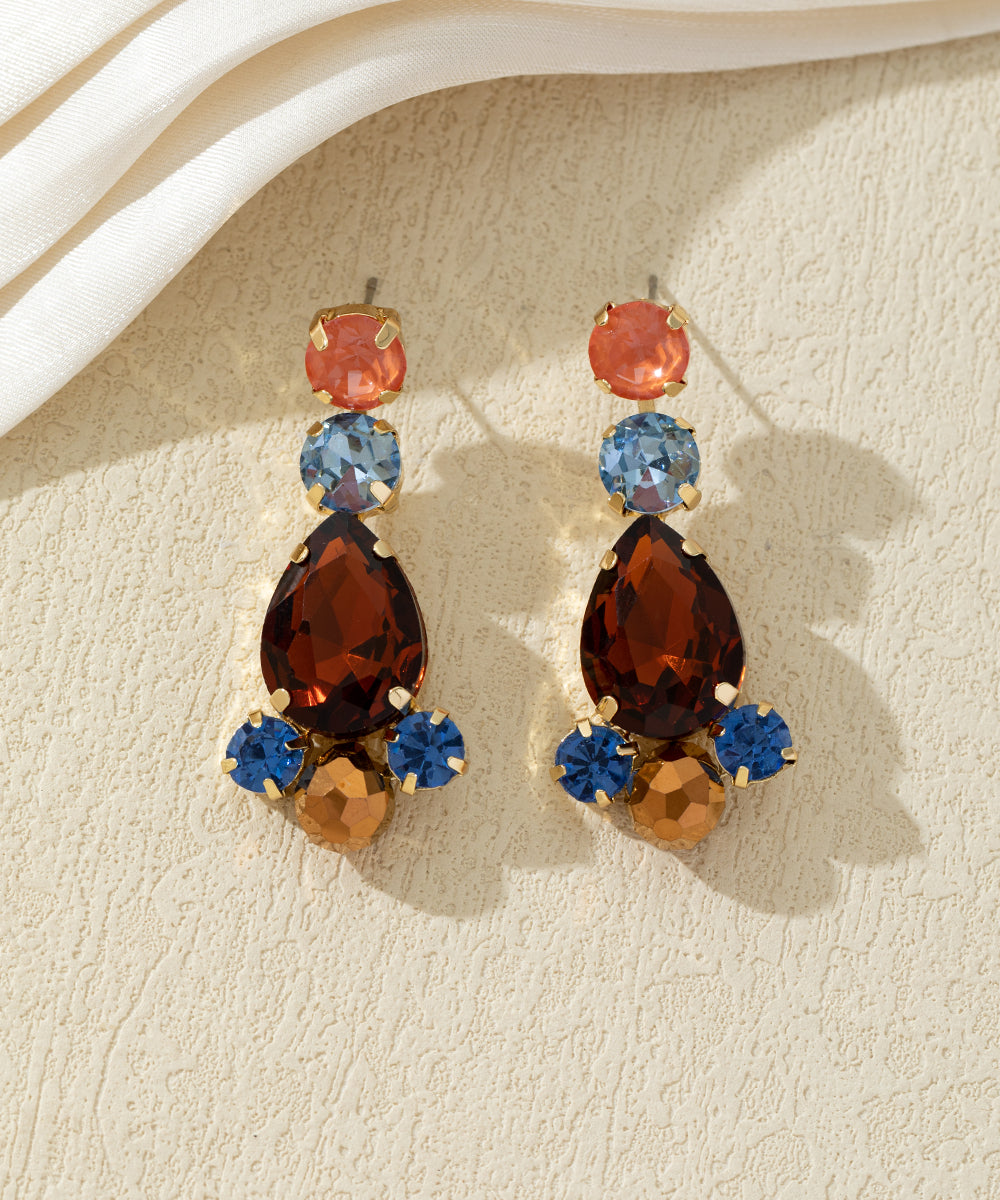 Boucles d’oreilles pendantes en verre facetté – 27AHBOL030