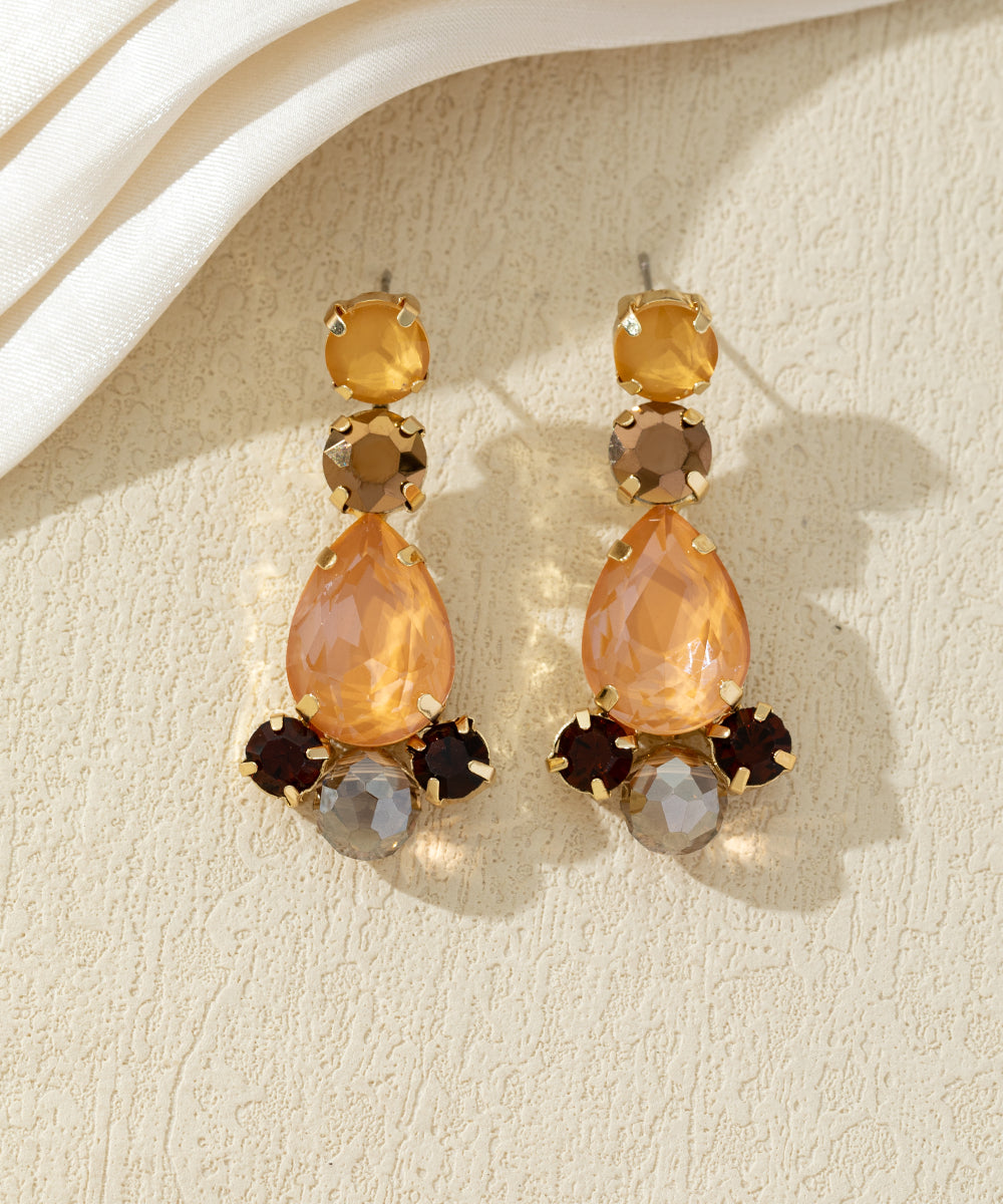 Boucles d’oreilles pendantes en verre facetté – 27AHBOL030