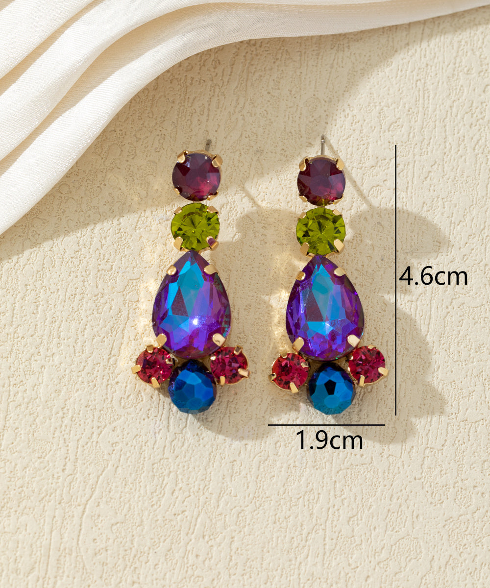 Boucles d’oreilles pendantes en verre facetté – 27AHBOL030