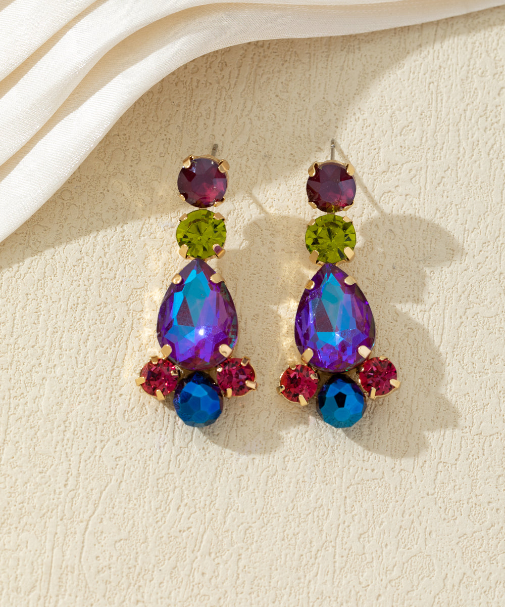 Boucles d’oreilles pendantes en verre facetté – 27AHBOL030