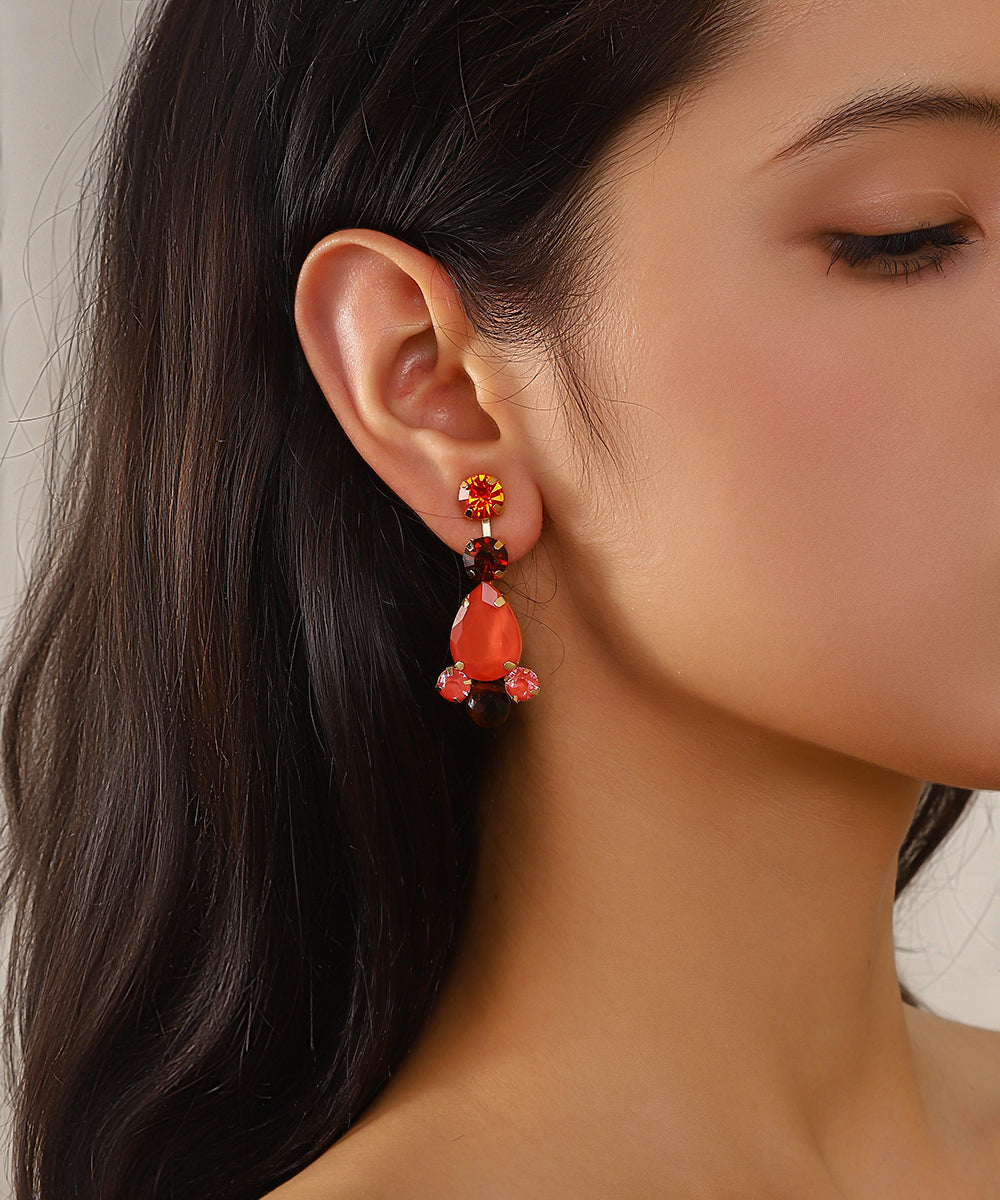 Boucles d’oreilles pendantes en verre facetté – 27AHBOL030