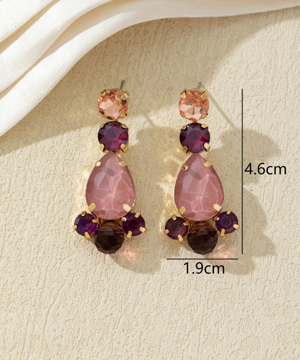 Boucles d’oreilles pendantes en verre facetté – 27AHBOL030