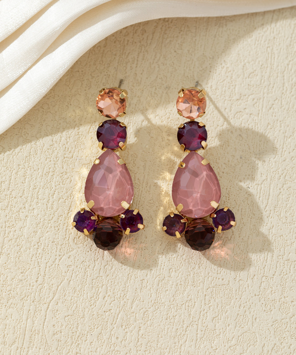 Boucles d’oreilles pendantes en verre facetté – 27AHBOL030