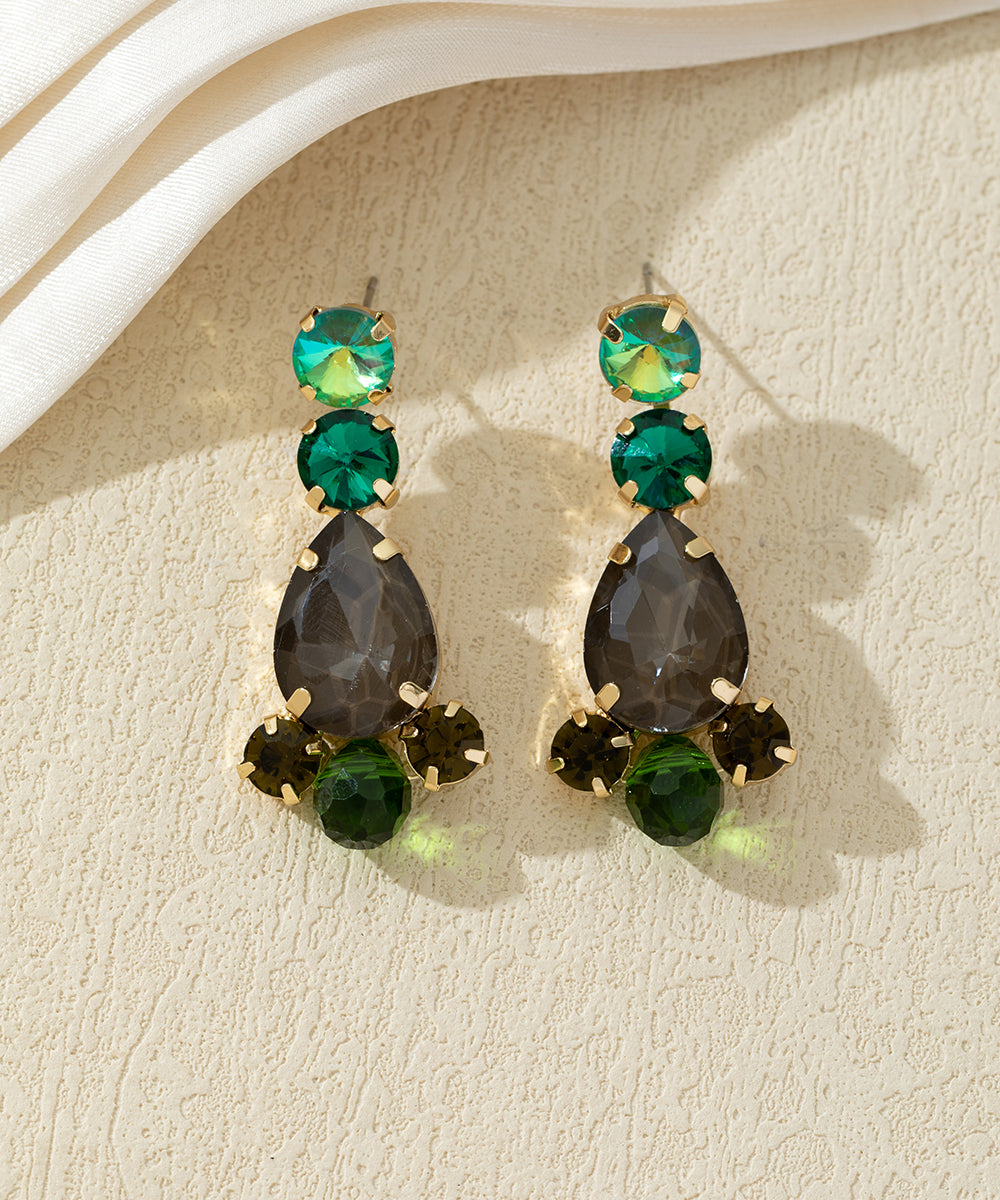 Boucles d’oreilles pendantes en verre facetté – 27AHBOL030