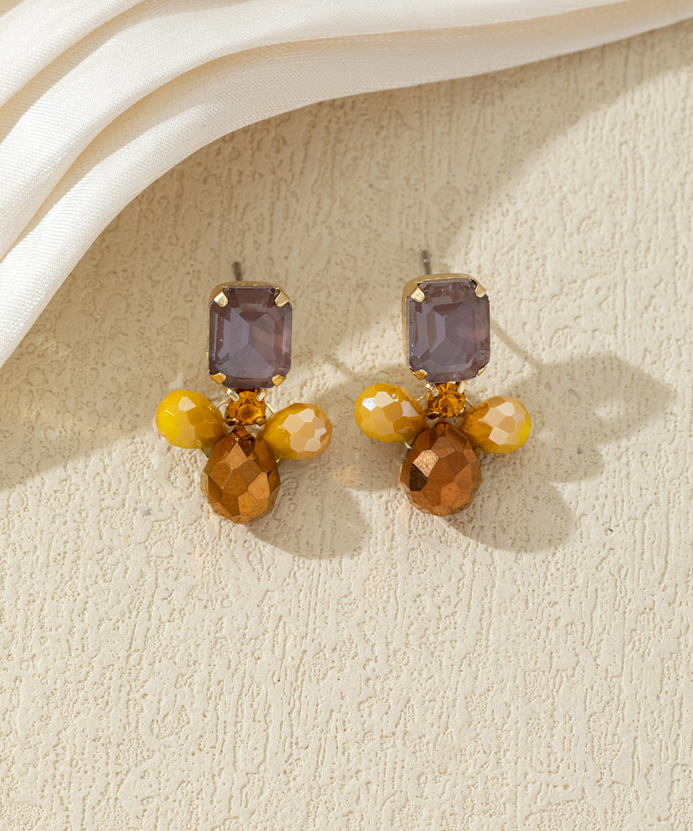 Boucles d’oreilles pendantes colorées en verre – 27AHBOL031