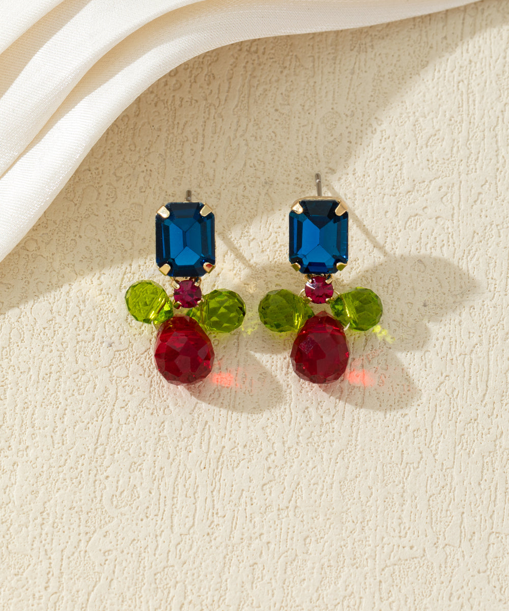 Boucles d’oreilles pendantes colorées en verre – 27AHBOL031