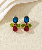 Boucles d’oreilles pendantes colorées en verre – 27AHBOL031
