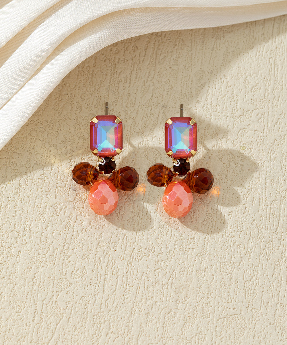 Boucles d’oreilles pendantes colorées en verre – 27AHBOL031