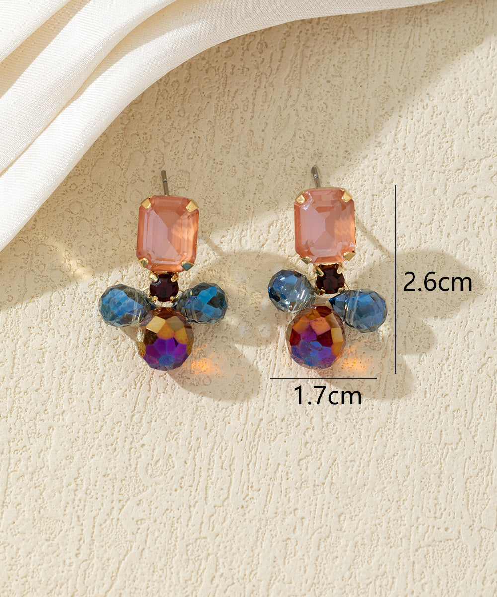 Boucles d’oreilles pendantes colorées en verre – 27AHBOL031