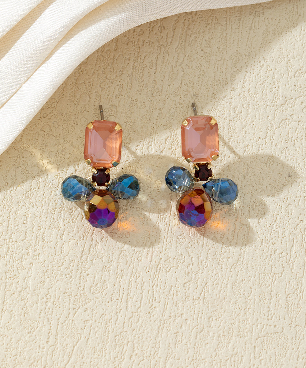 Boucles d’oreilles pendantes colorées en verre – 27AHBOL031