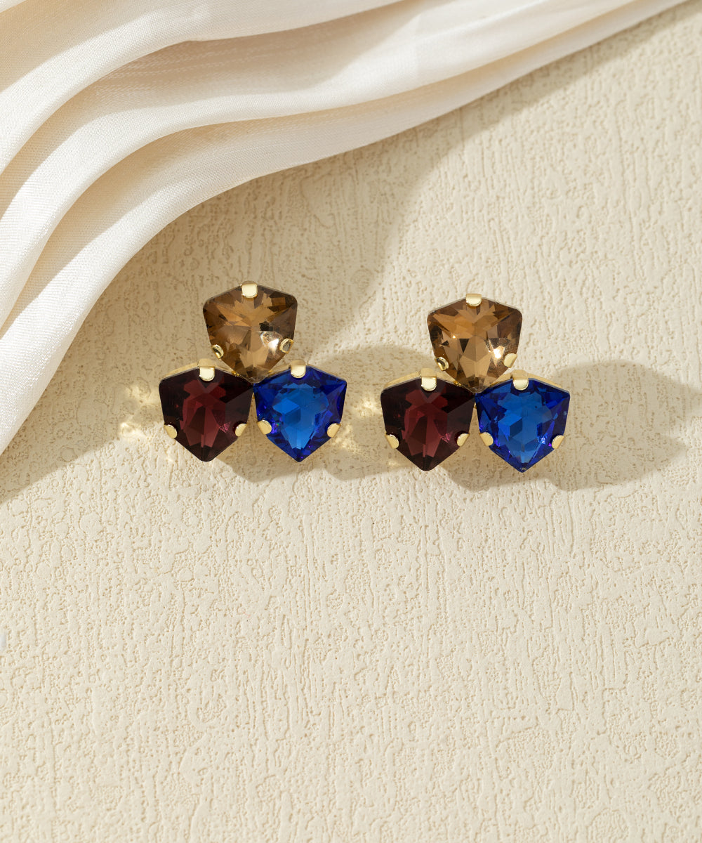 Boucles d’oreilles puces à pierres facettées – 27AHBOL046