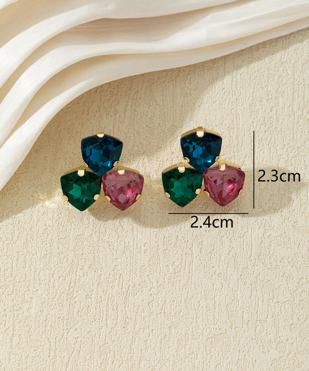 Boucles d’oreilles puces à pierres facettées – 27AHBOL046