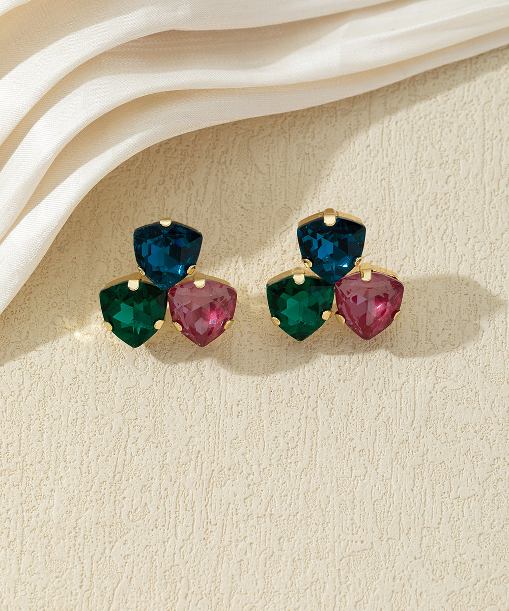 Boucles d’oreilles puces à pierres facettées – 27AHBOL046