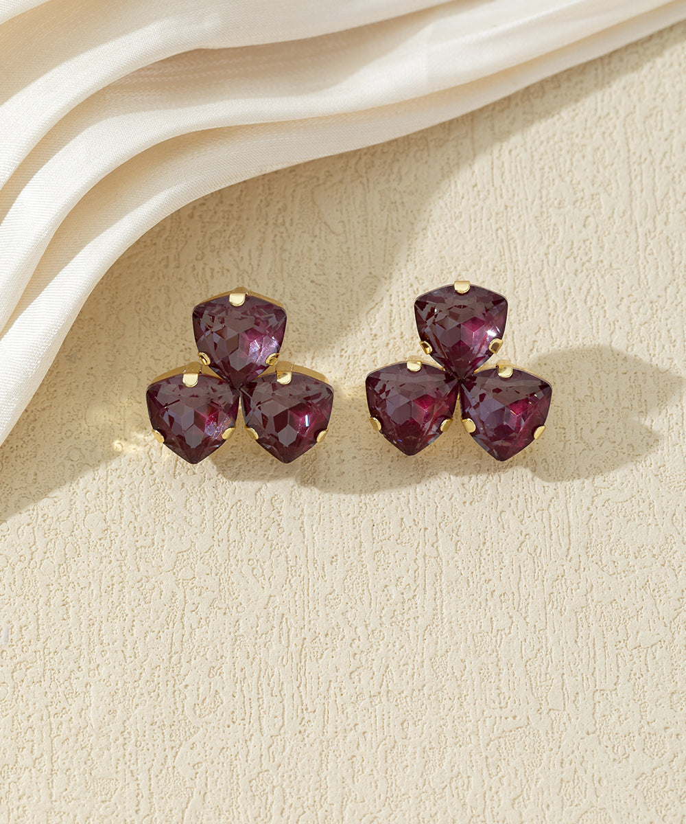 Boucles d’oreilles puces à pierres facettées – 27AHBOL046