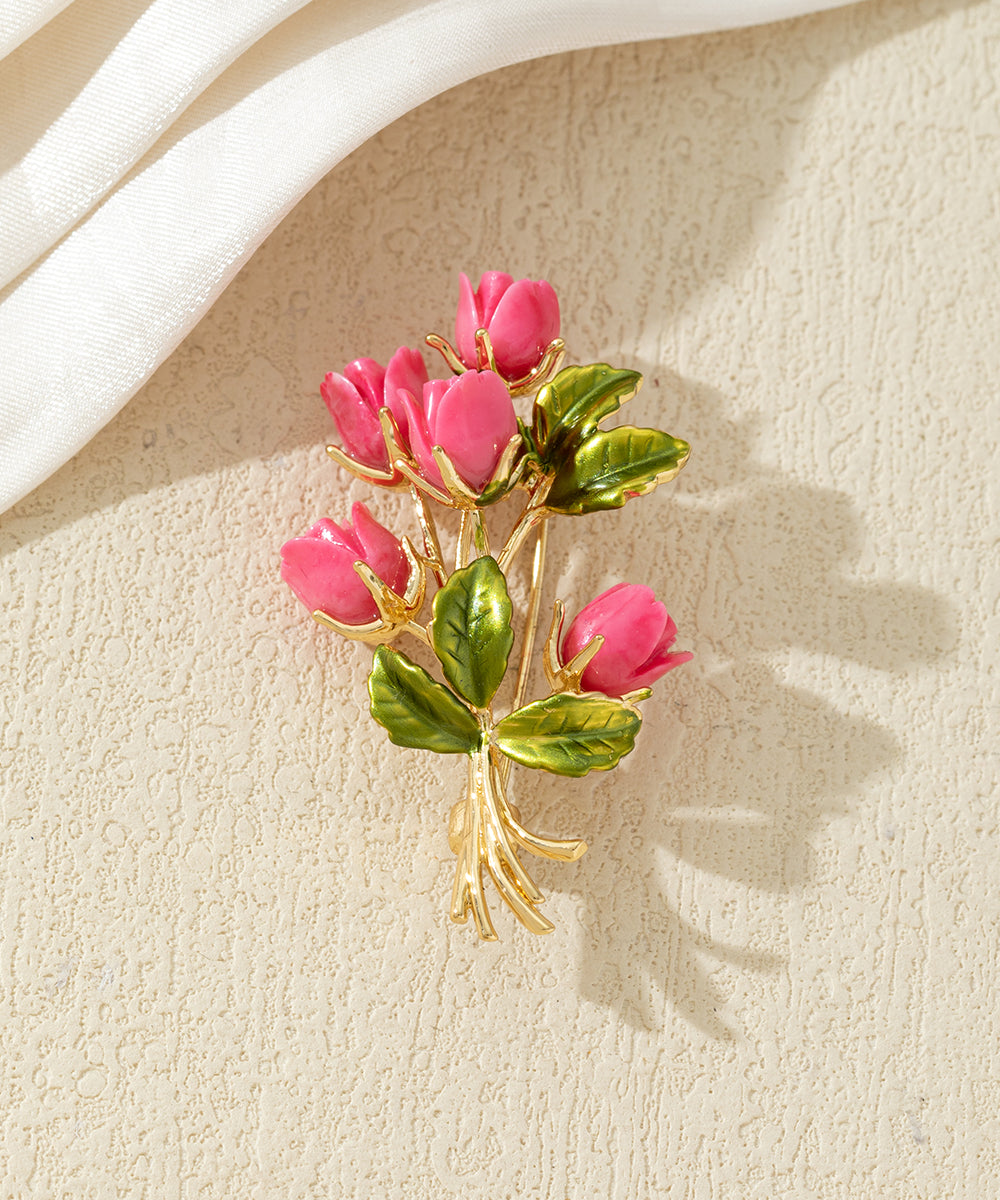 Broche bouquet de fleurs colorées