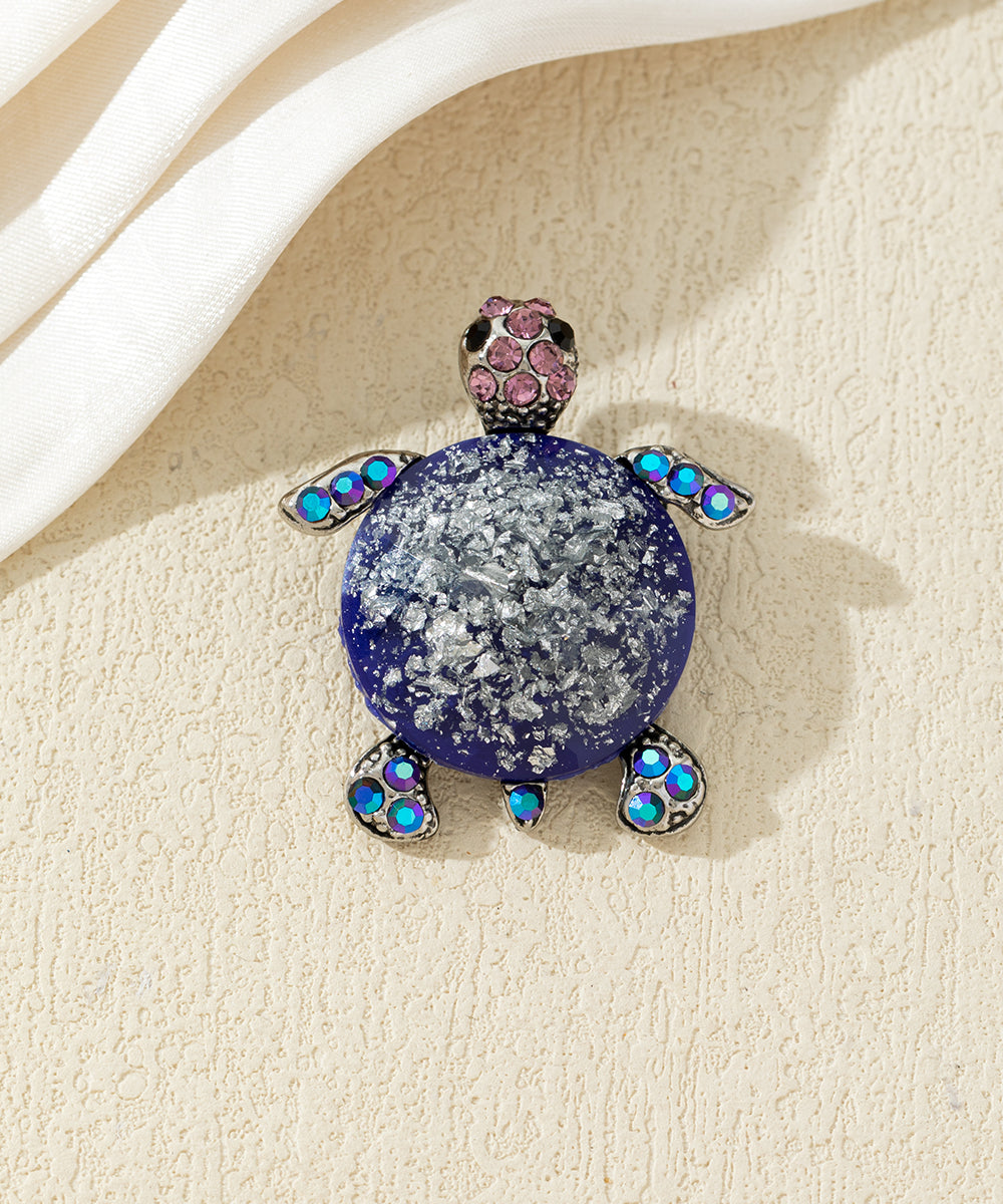 Broche tortue fantaisie avec strass