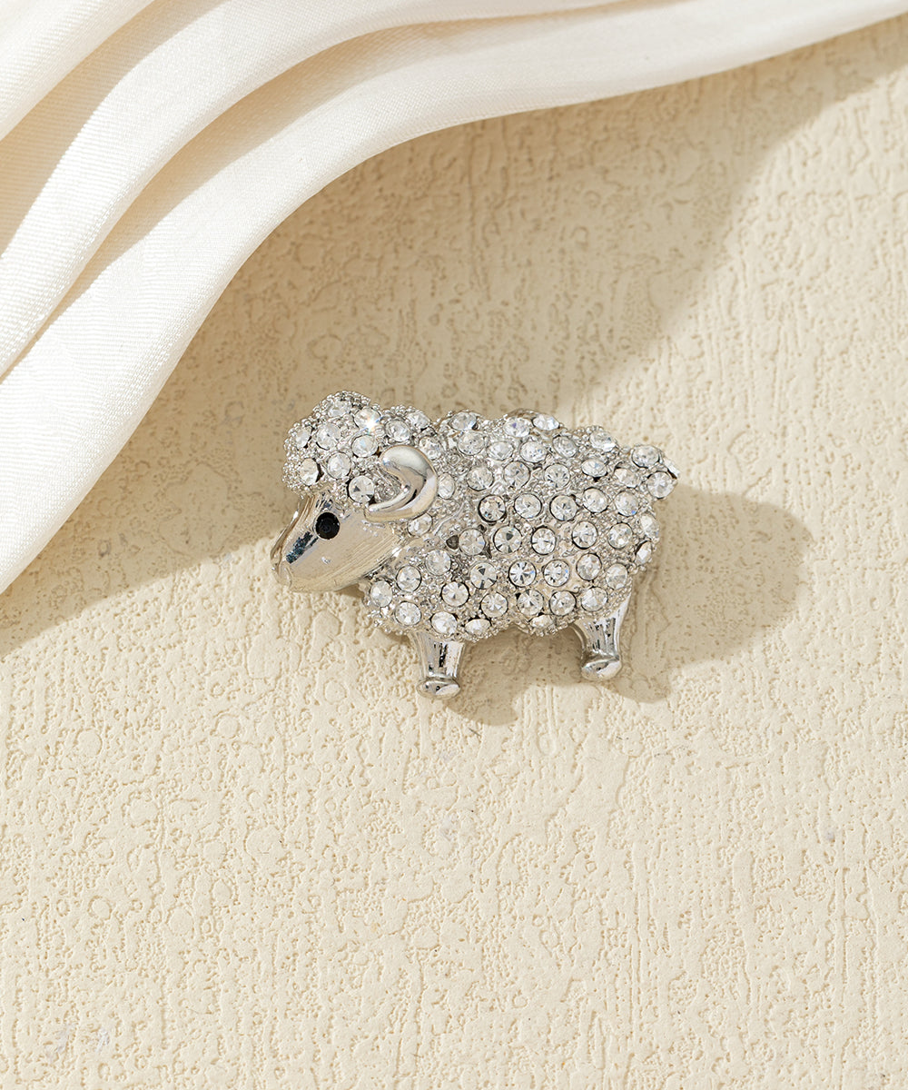 Broche mouton strass et perles