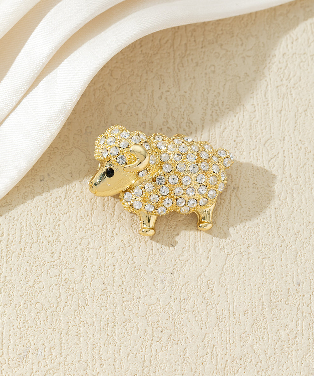 Broche mouton strass et perles