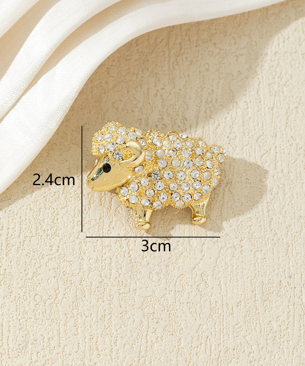 Broche mouton strass et perles