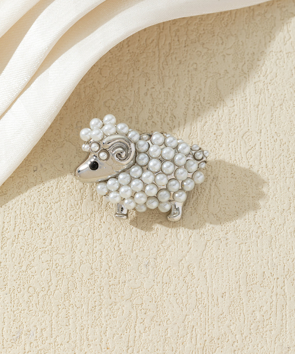 Broche mouton strass et perles
