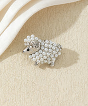 Broche mouton strass et perles