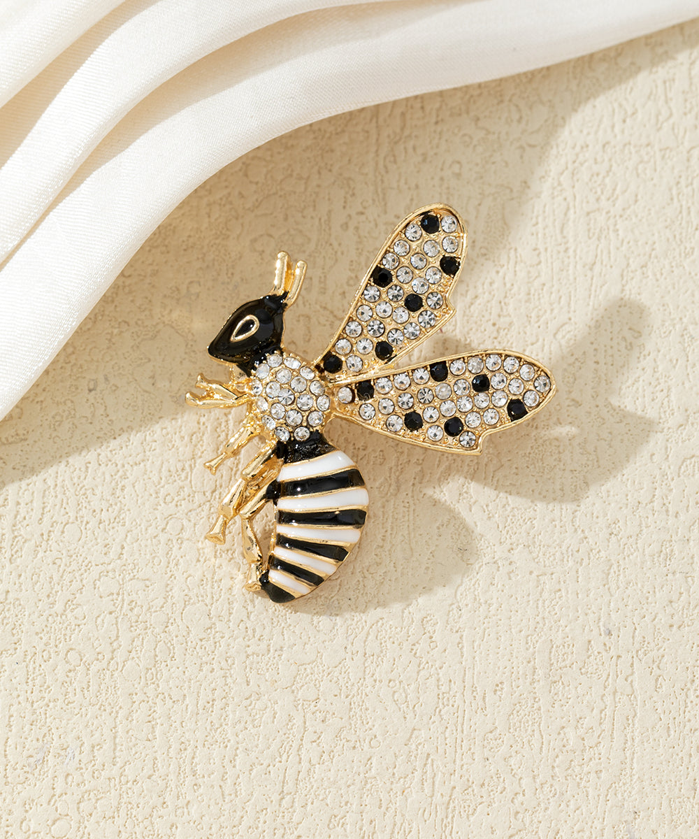 Broche abeille strass et émail
